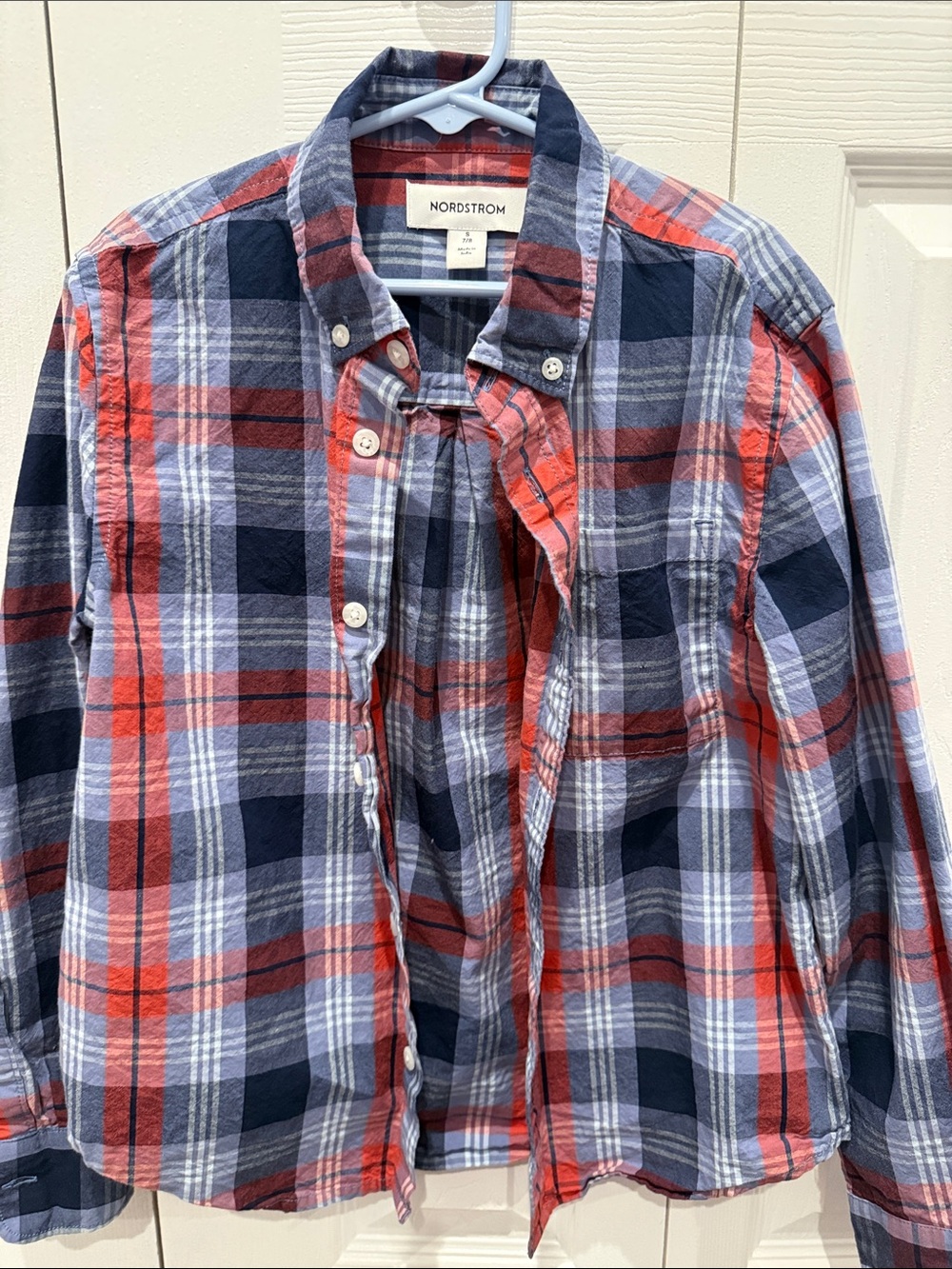 Nordstrom Red and Navy Plaid Button-Down Shirt